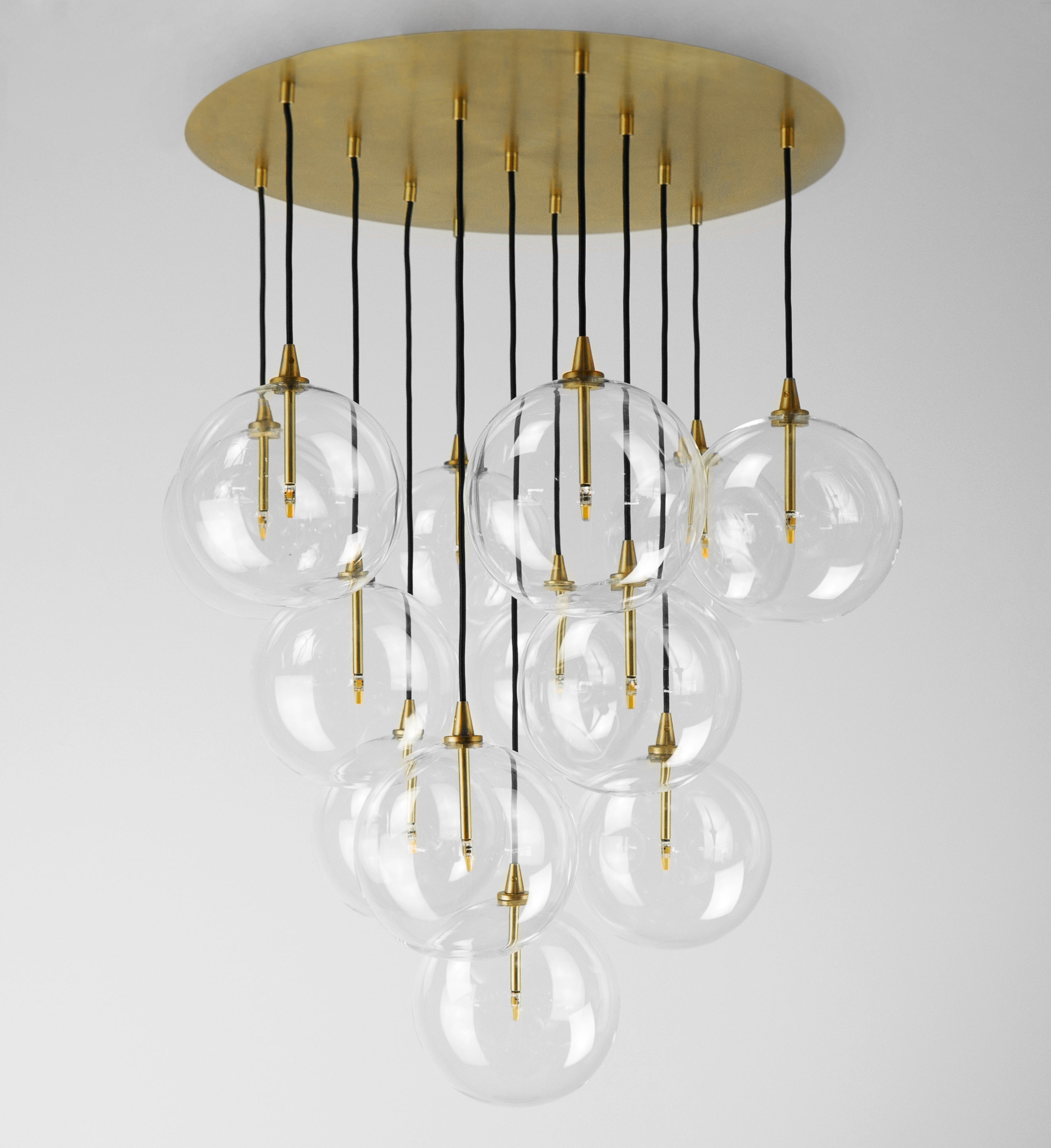 Schwung Cluster Transparent Globe Chandelier 13 Lights